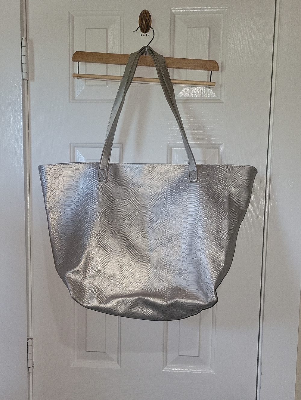 Bath & Body Works Metallic Silver Faux Snake Tote